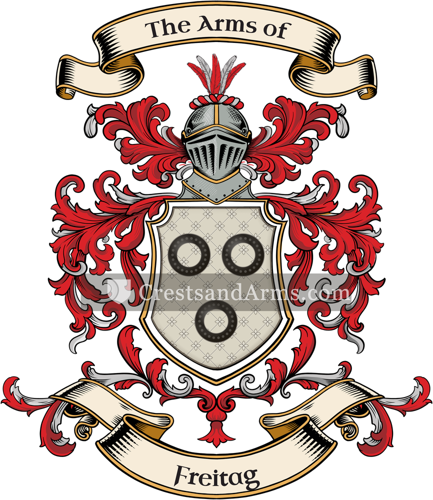The Freitag coat of arms, drawn from the recorded blazon
