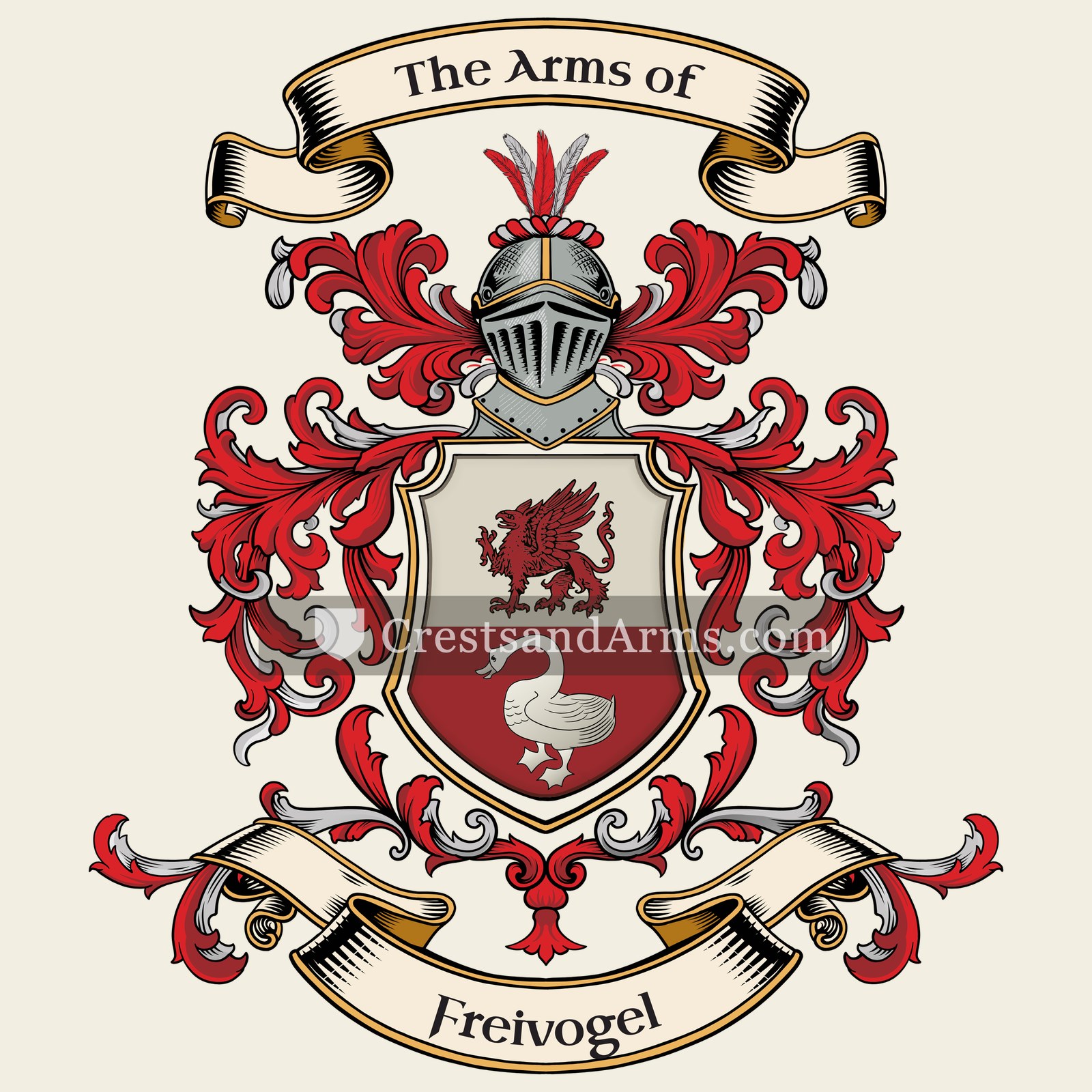 The Freivogel coat of arms, drawn from the recorded blazon