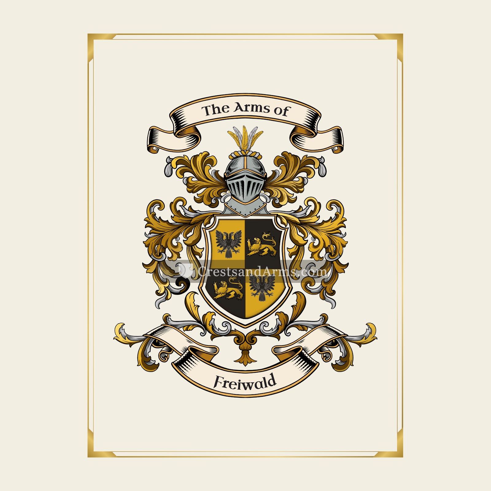 With gold border