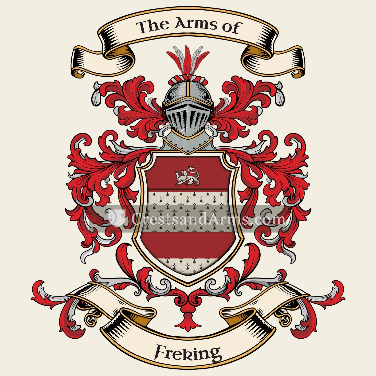 The Freking coat of arms, drawn from the recorded blazon