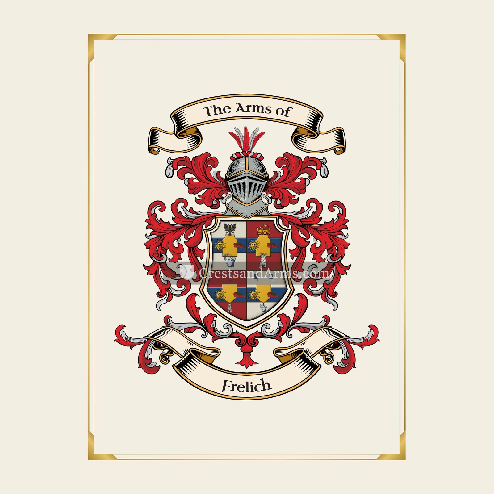 With gold border