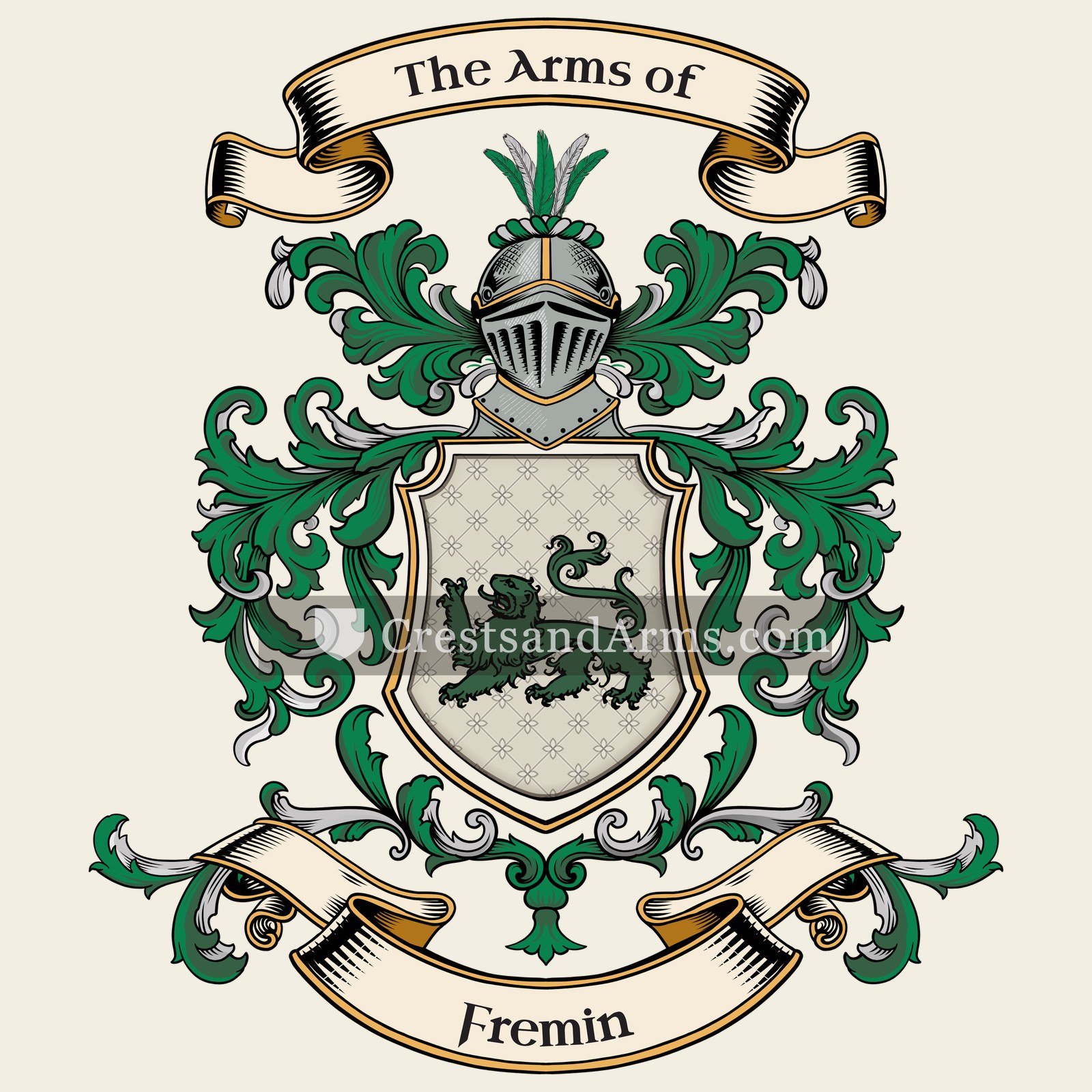 The Fremin coat of arms, drawn from the recorded blazon