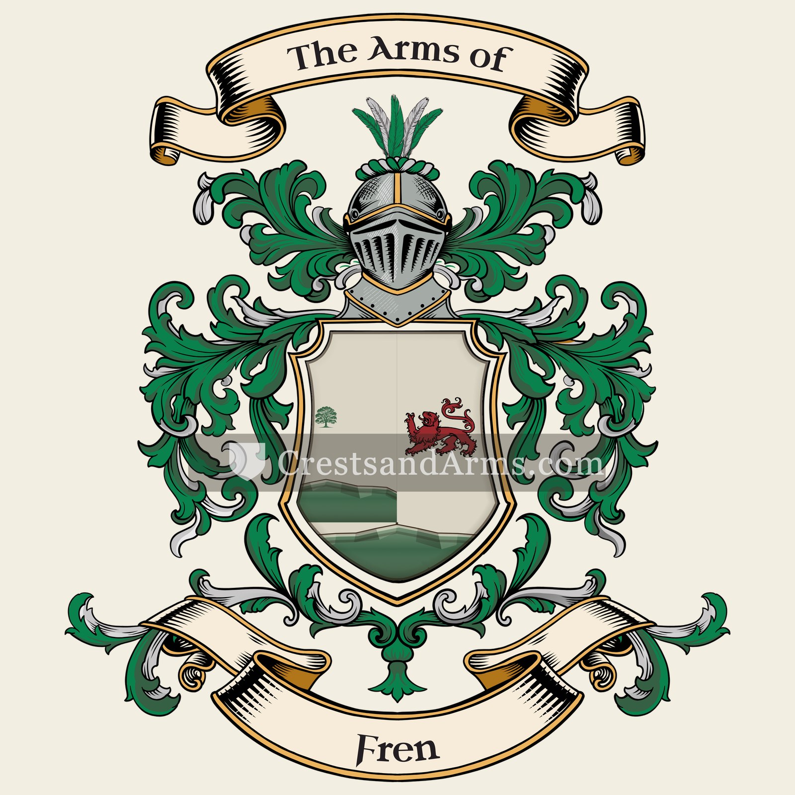 The Fren coat of arms, drawn from the recorded blazon