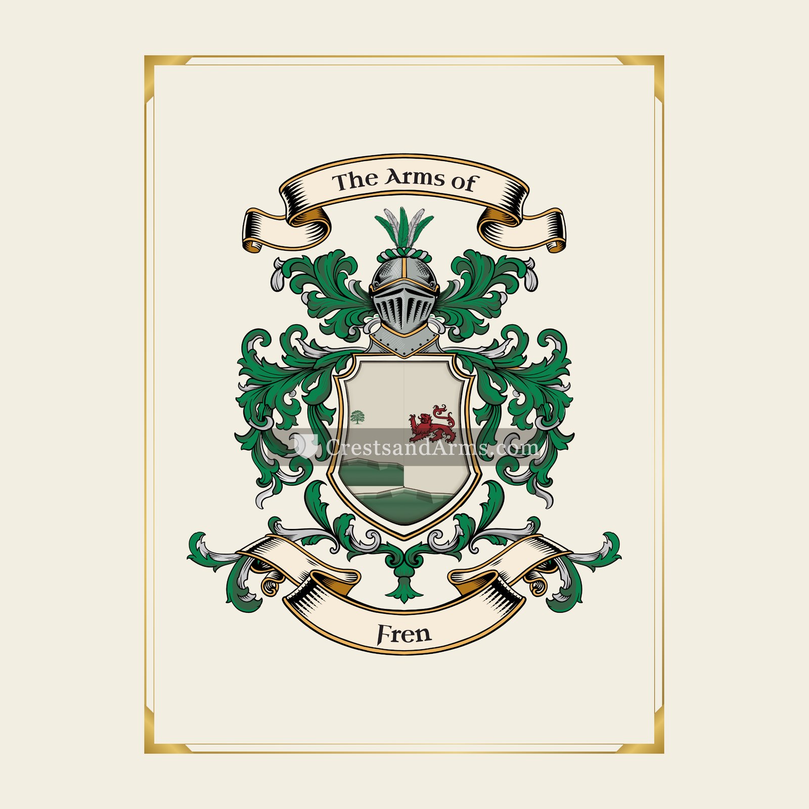 With gold border