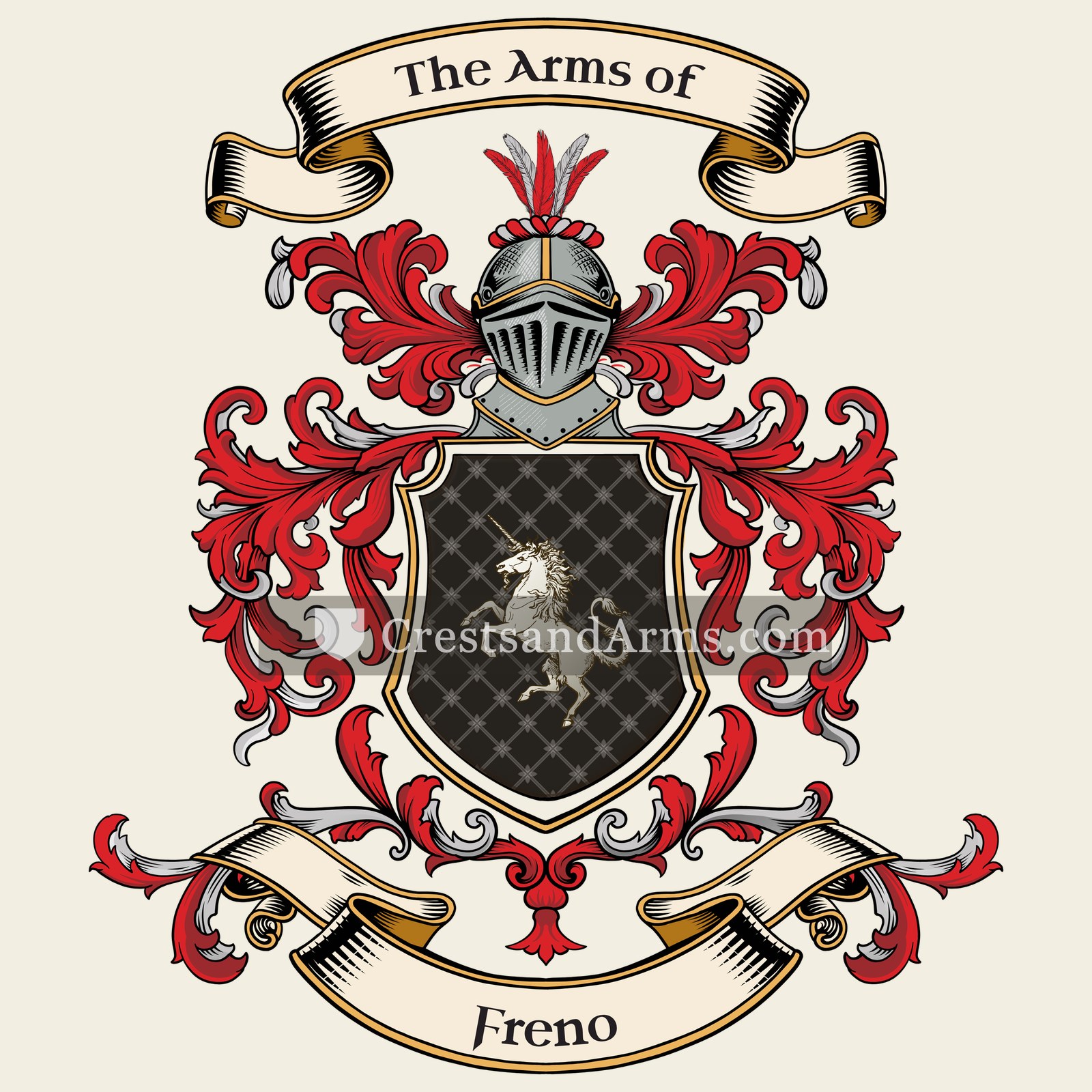 The Freno coat of arms, drawn from the recorded blazon
