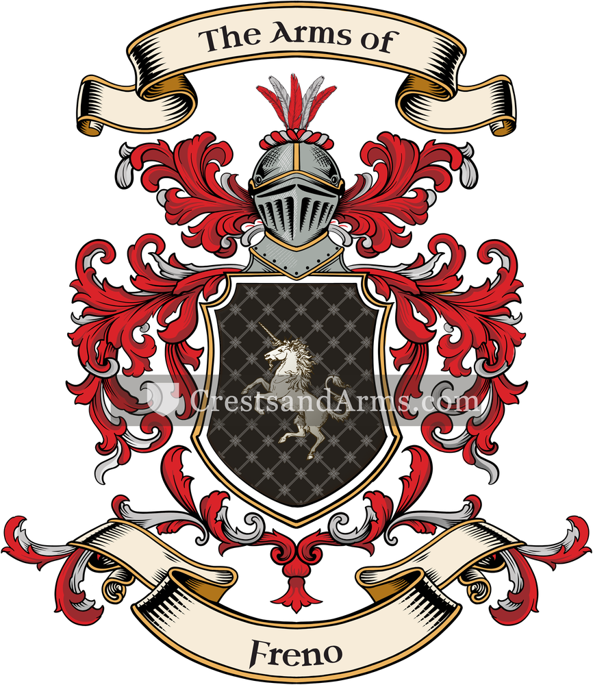 The Freno coat of arms, drawn from the recorded blazon