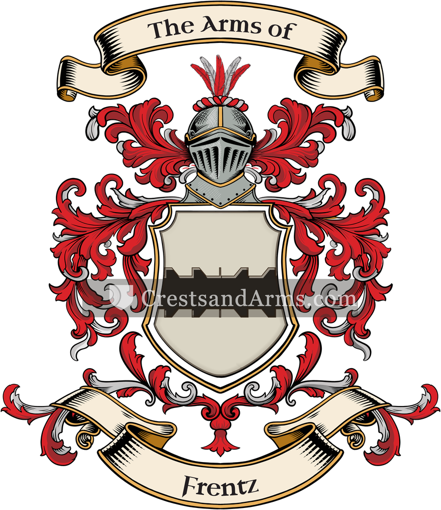 The Frentz coat of arms, drawn from the recorded blazon