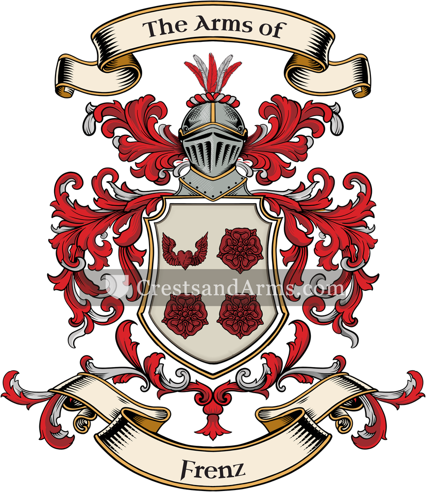 The Frenz coat of arms, drawn from the recorded blazon