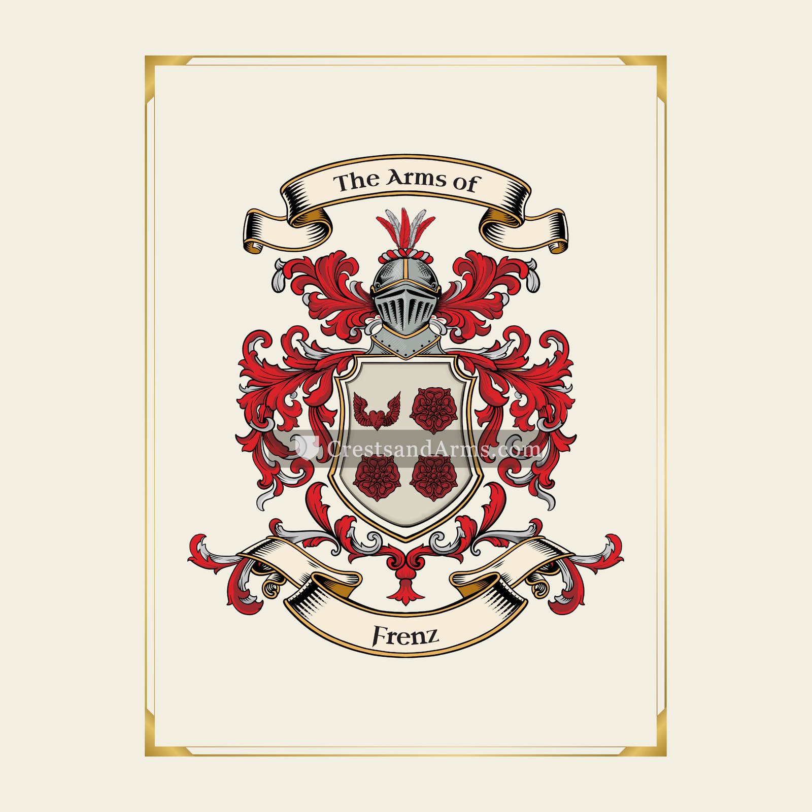 With gold border