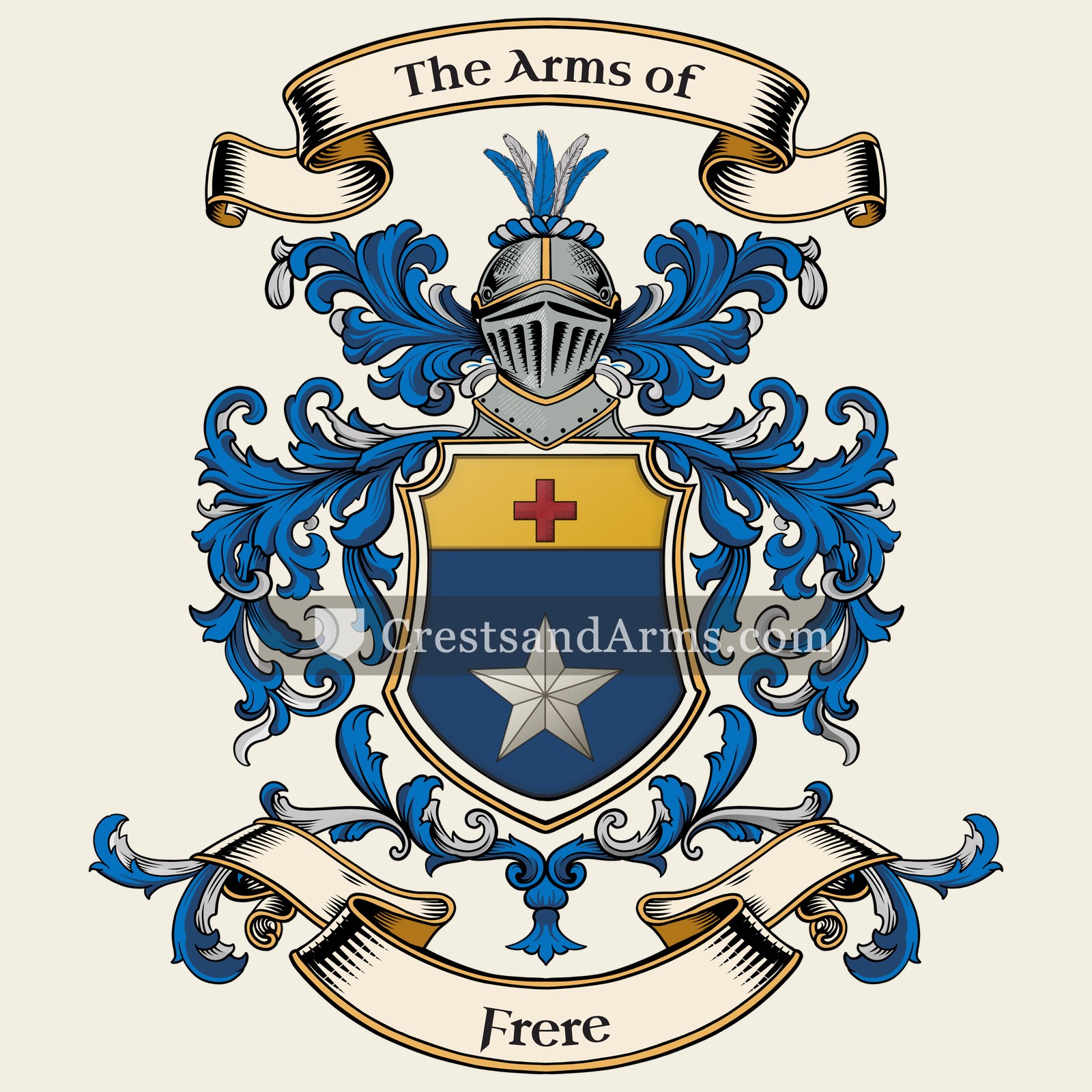 The Frere coat of arms, drawn from the recorded blazon