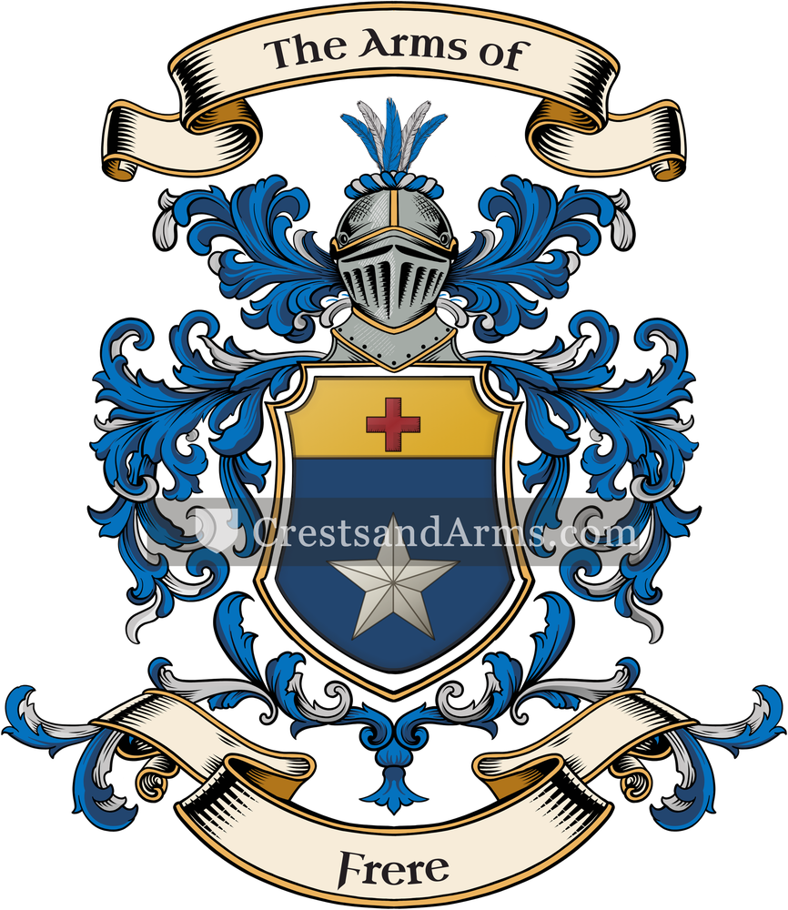 The Frere coat of arms, drawn from the recorded blazon