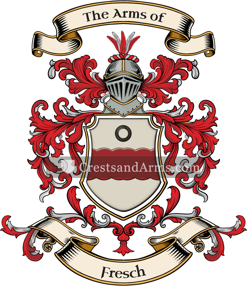 The Fresch coat of arms, drawn from the recorded blazon
