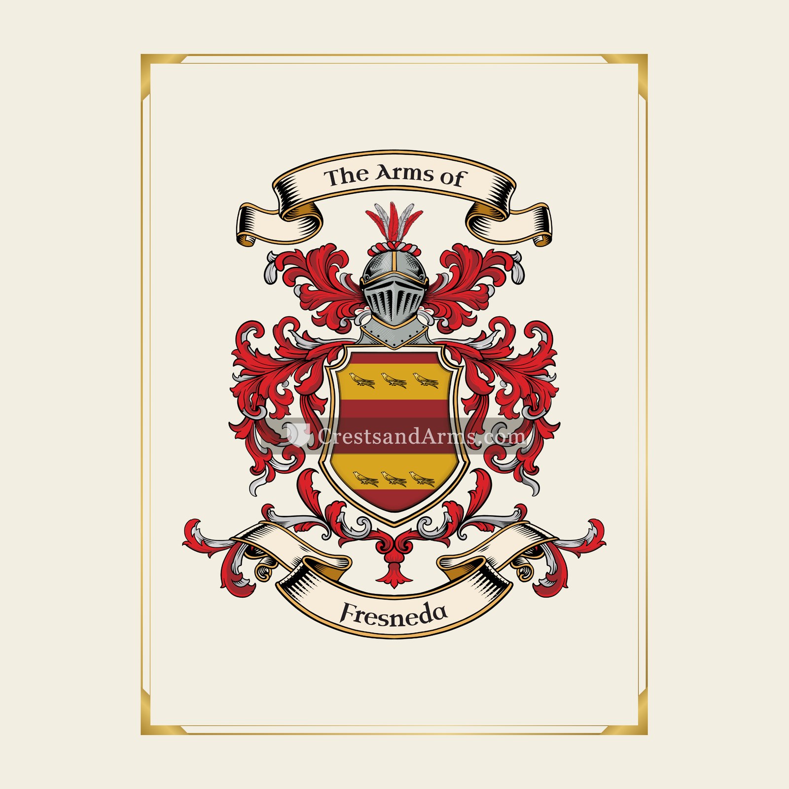 With gold border