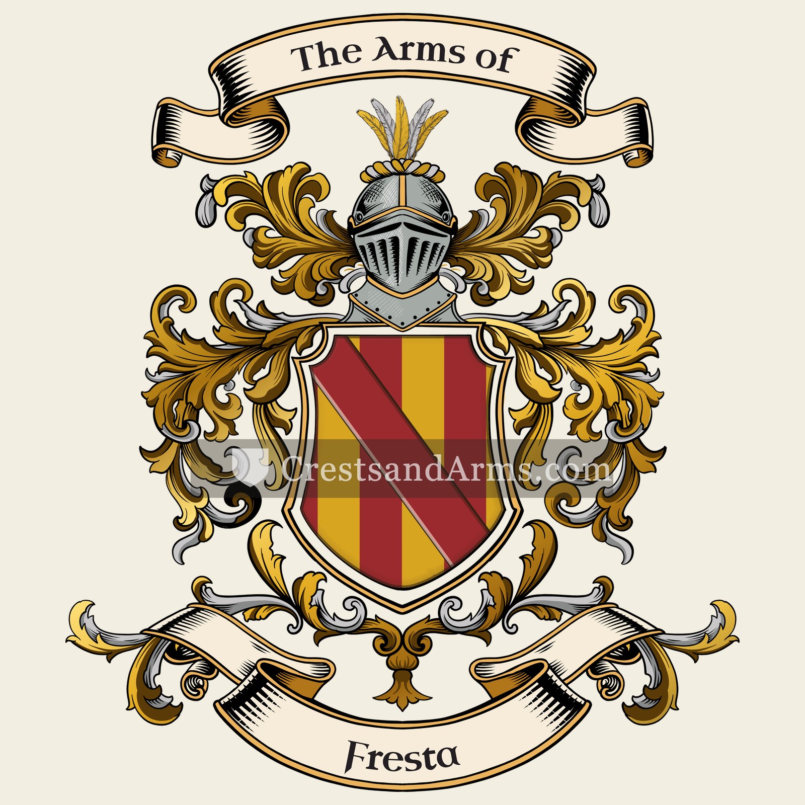 The Fresta coat of arms, drawn from the recorded blazon
