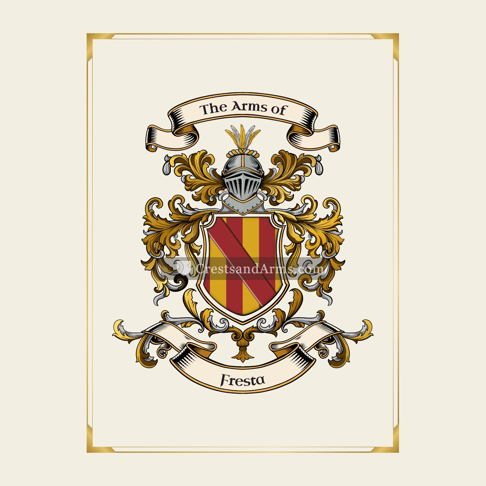 With gold border