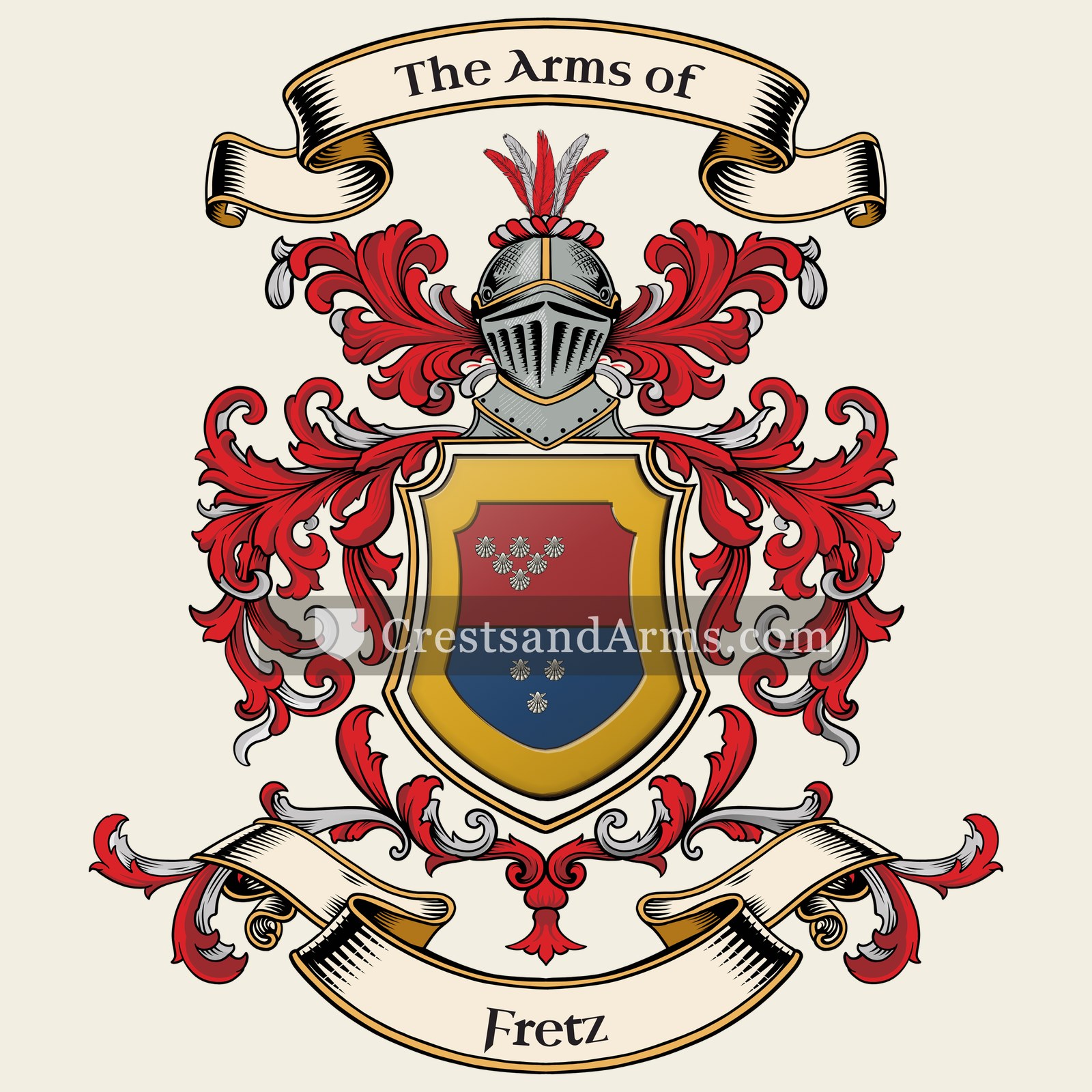 The Fretz coat of arms, drawn from the recorded blazon