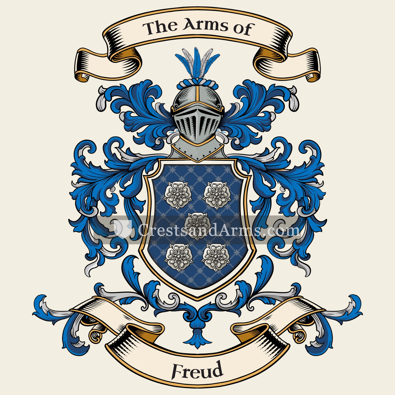 The Freud coat of arms, drawn from the recorded blazon