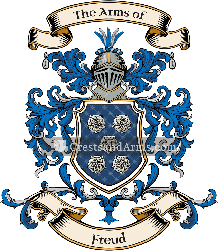 The Freud coat of arms, drawn from the recorded blazon