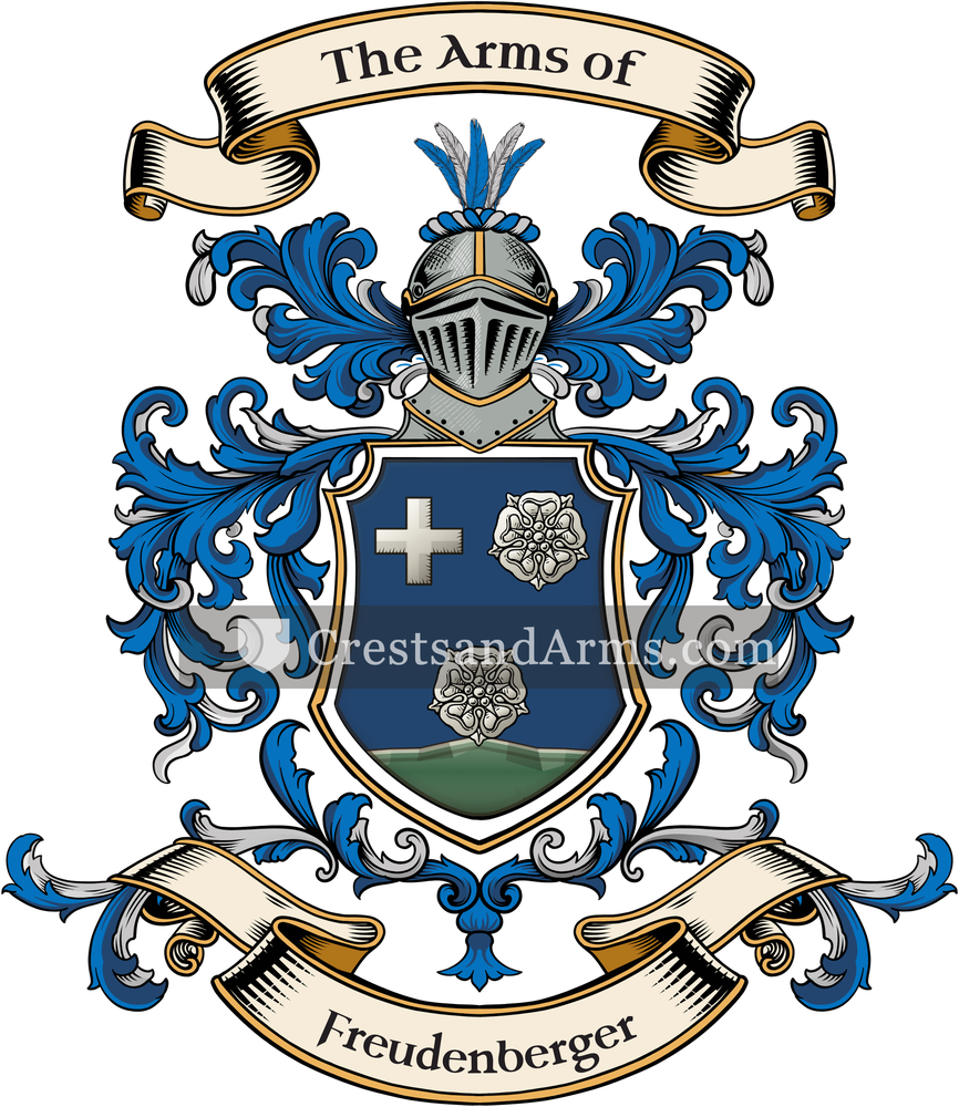 The Freudenberger coat of arms, drawn from the recorded blazon