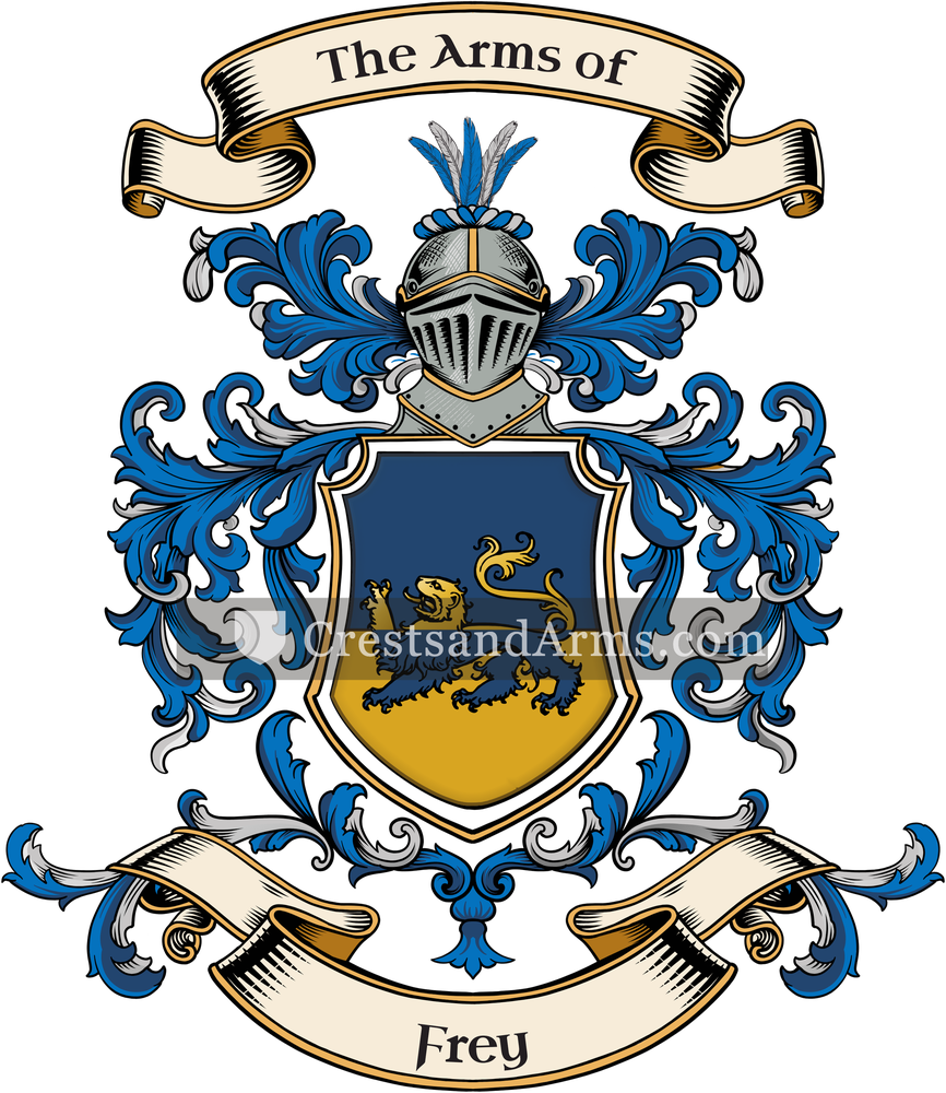 The Frey coat of arms, drawn from the recorded blazon