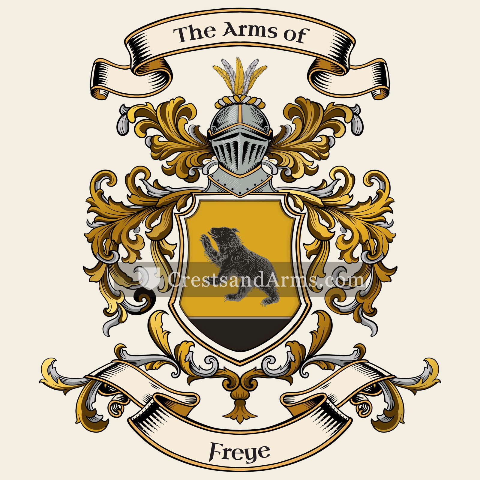 The Freye coat of arms, drawn from the recorded blazon
