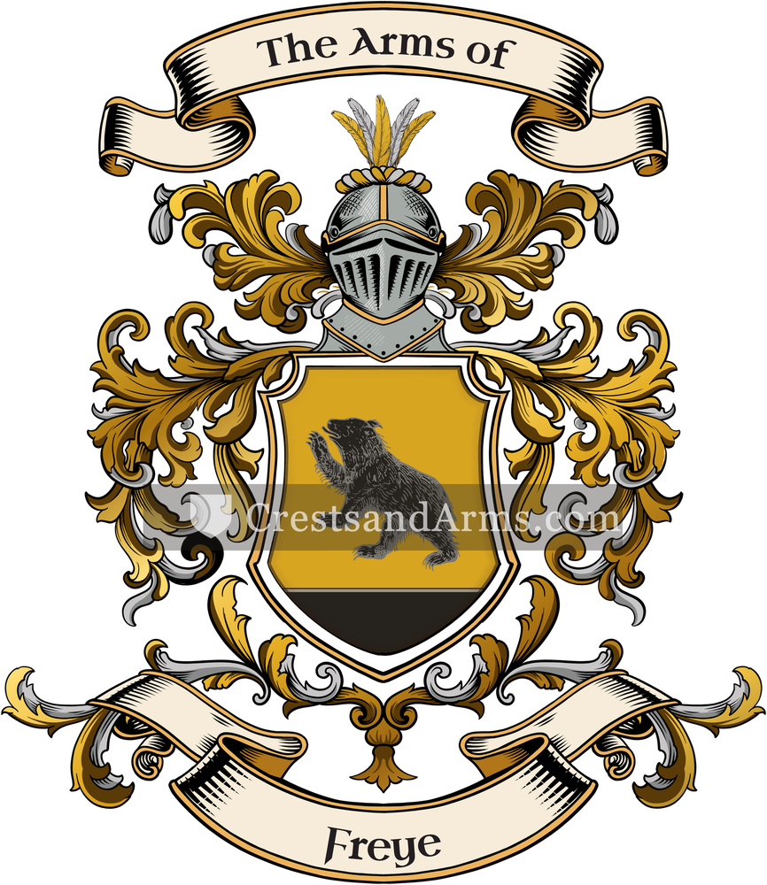 The Freye coat of arms, drawn from the recorded blazon