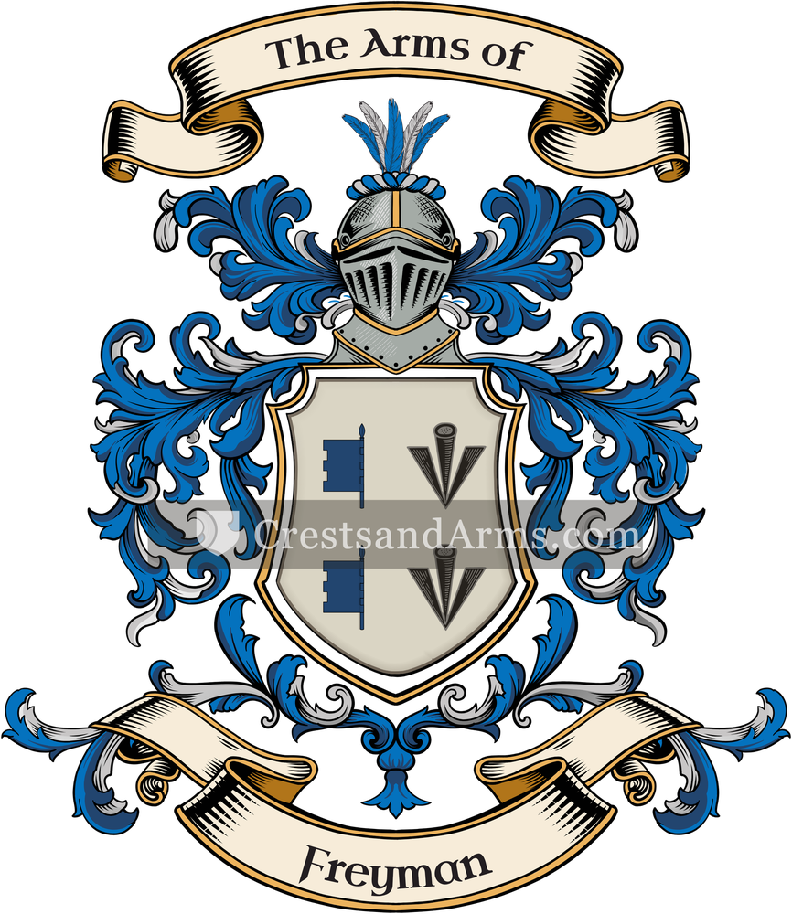 The Freyman coat of arms, drawn from the recorded blazon