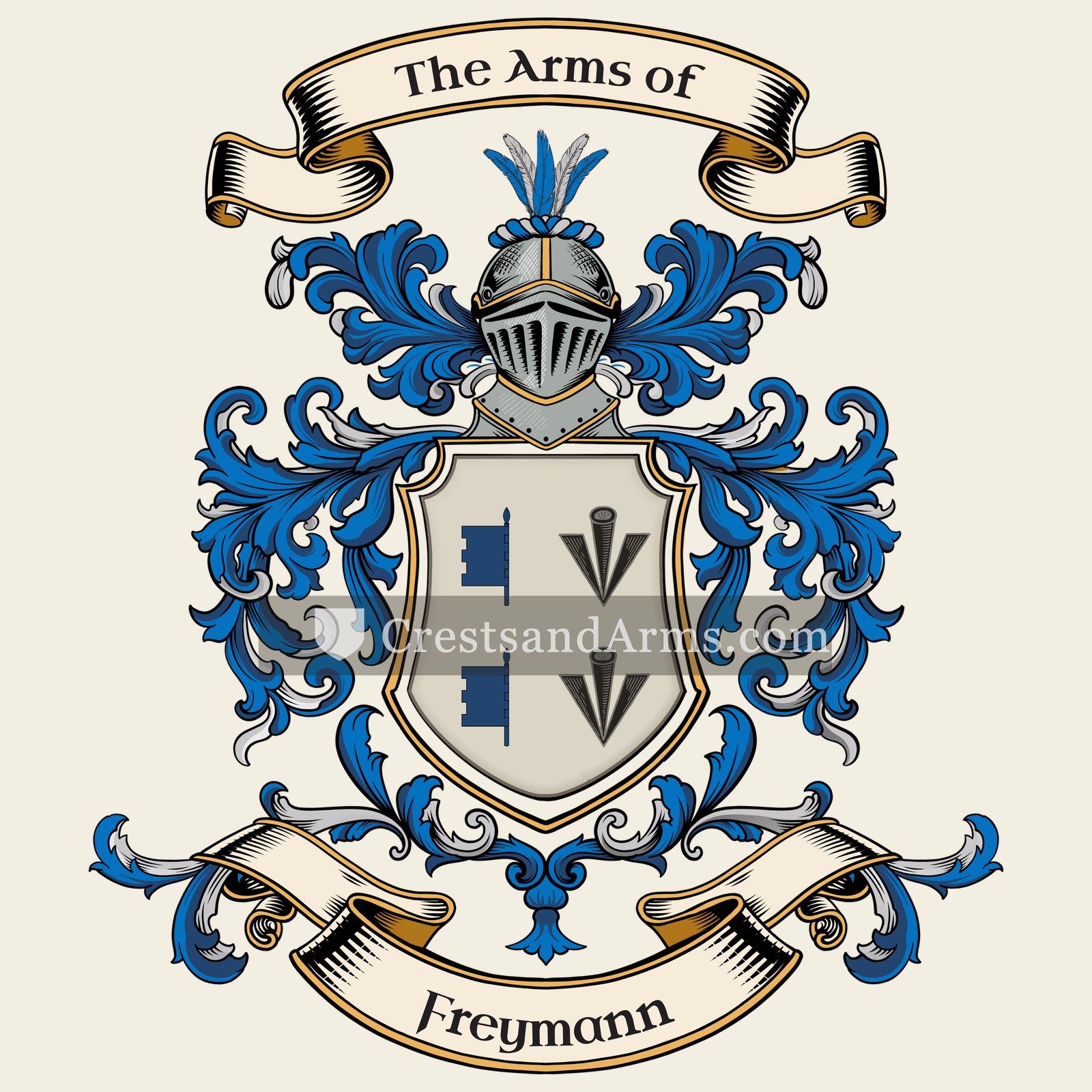The Freymann coat of arms, drawn from the recorded blazon