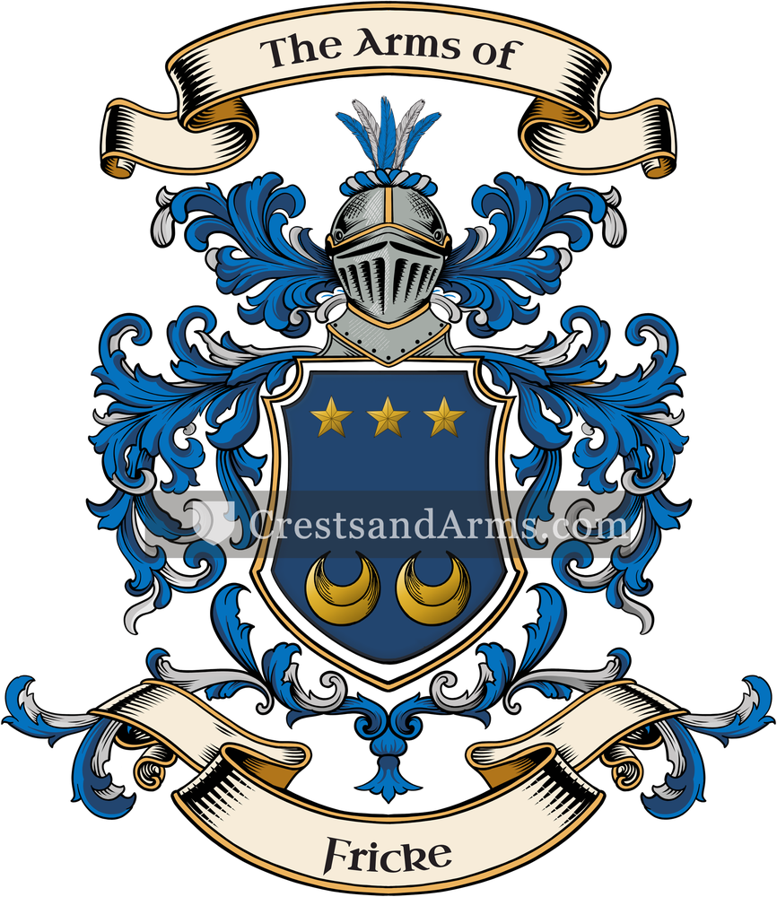 The Fricke coat of arms, drawn from the recorded blazon