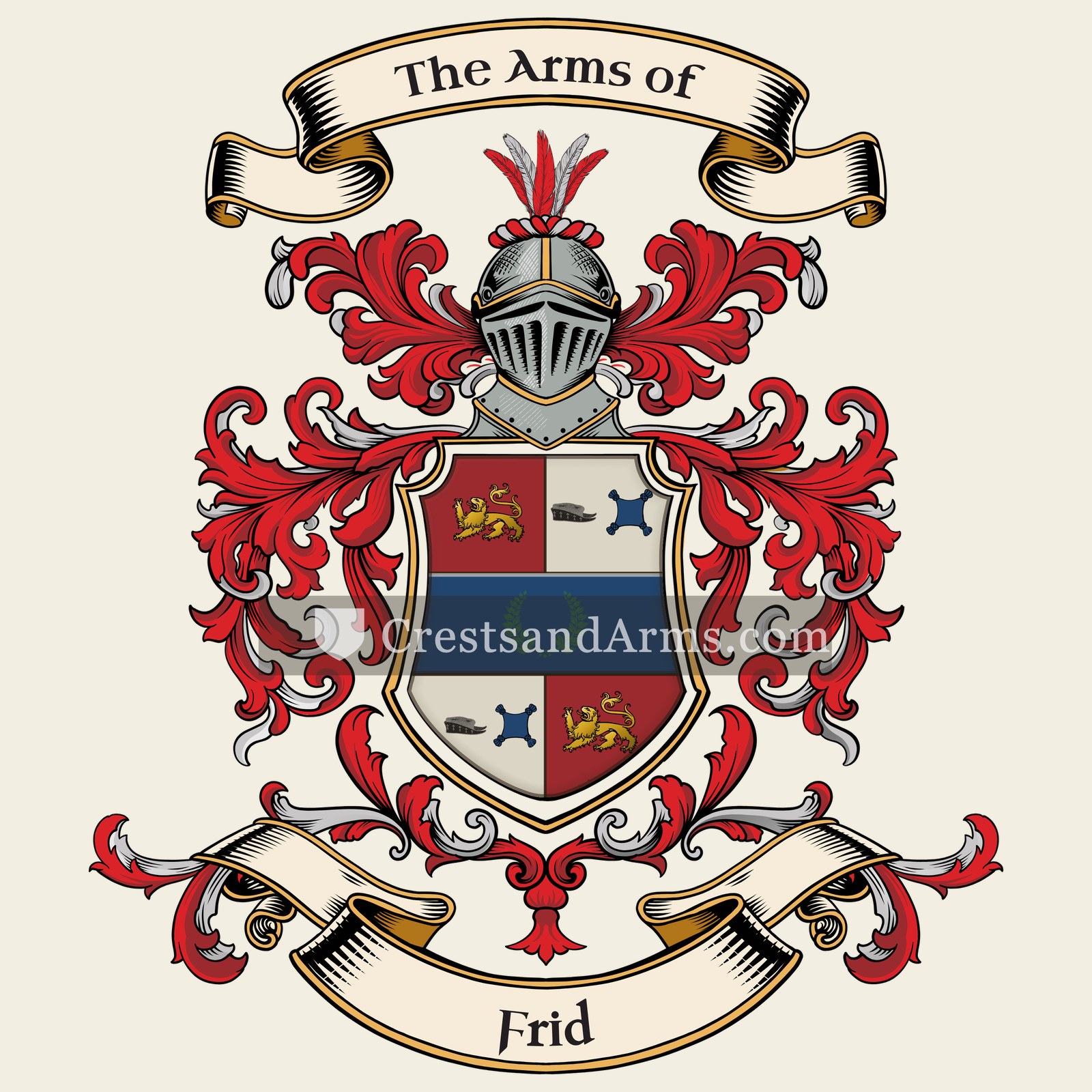 The Frid coat of arms, drawn from the recorded blazon