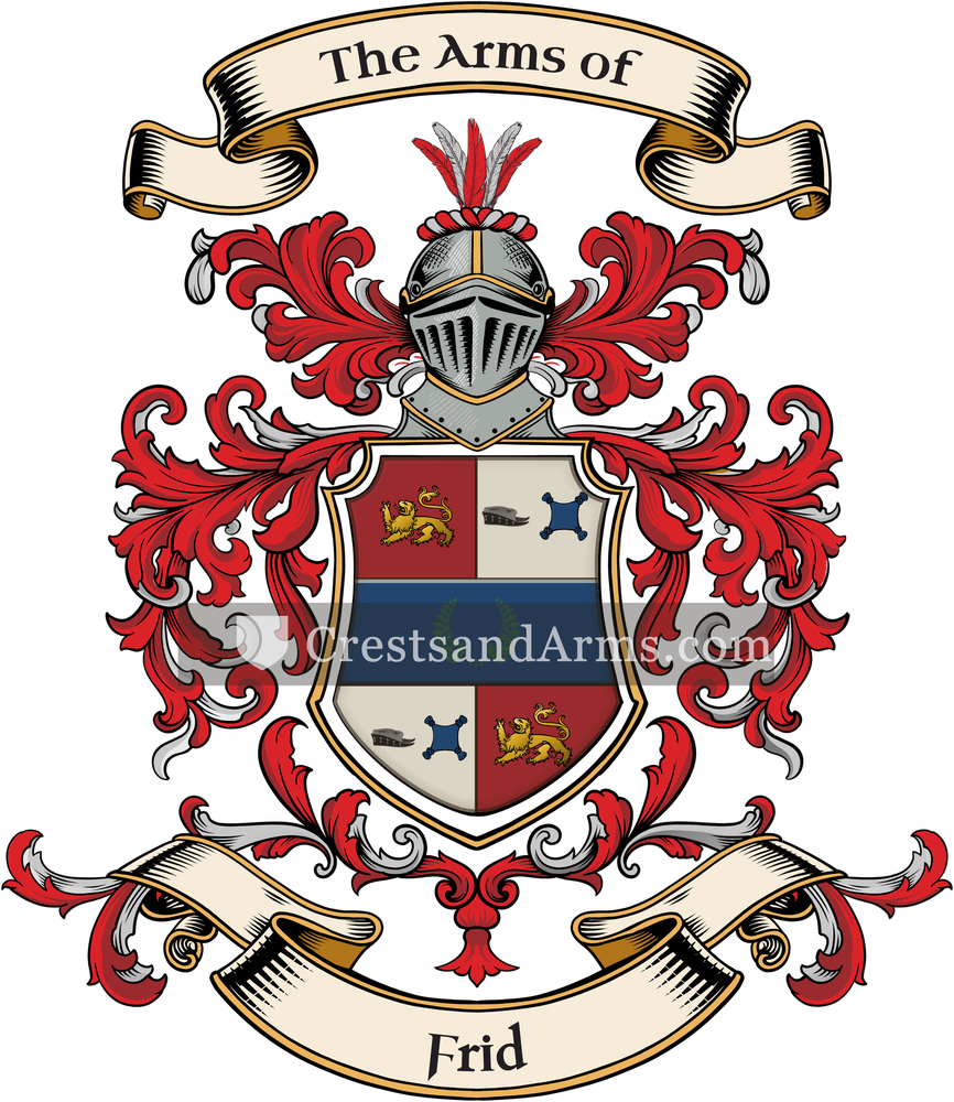The Frid coat of arms, drawn from the recorded blazon
