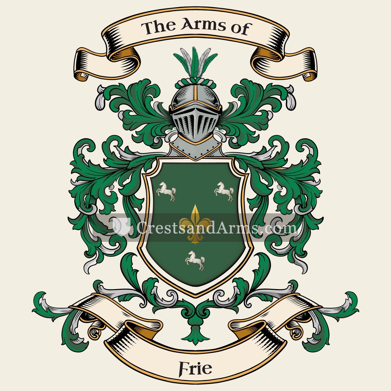 The Frie coat of arms, drawn from the recorded blazon