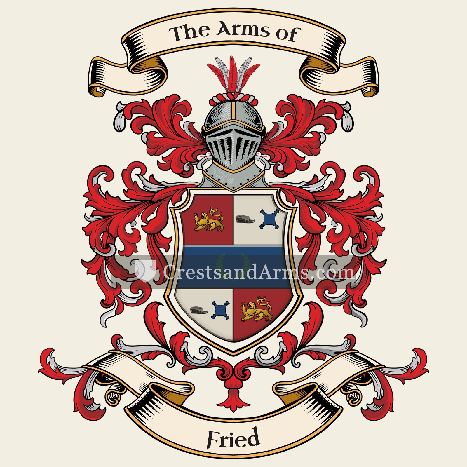 The Fried coat of arms, drawn from the recorded blazon