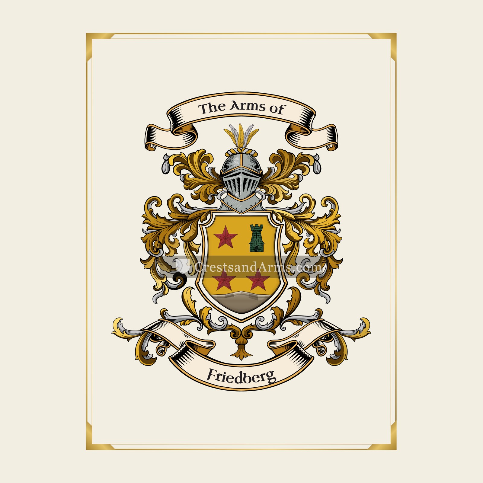 With gold border