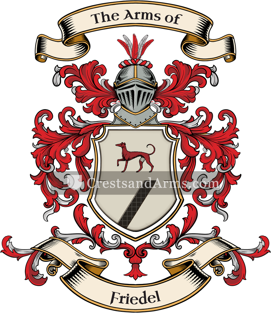 The Friedel coat of arms, drawn from the recorded blazon