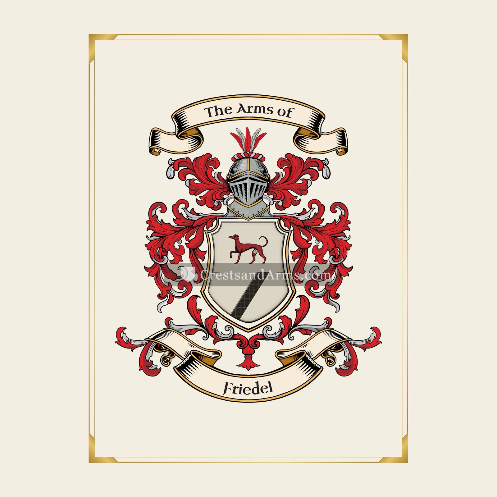 With gold border