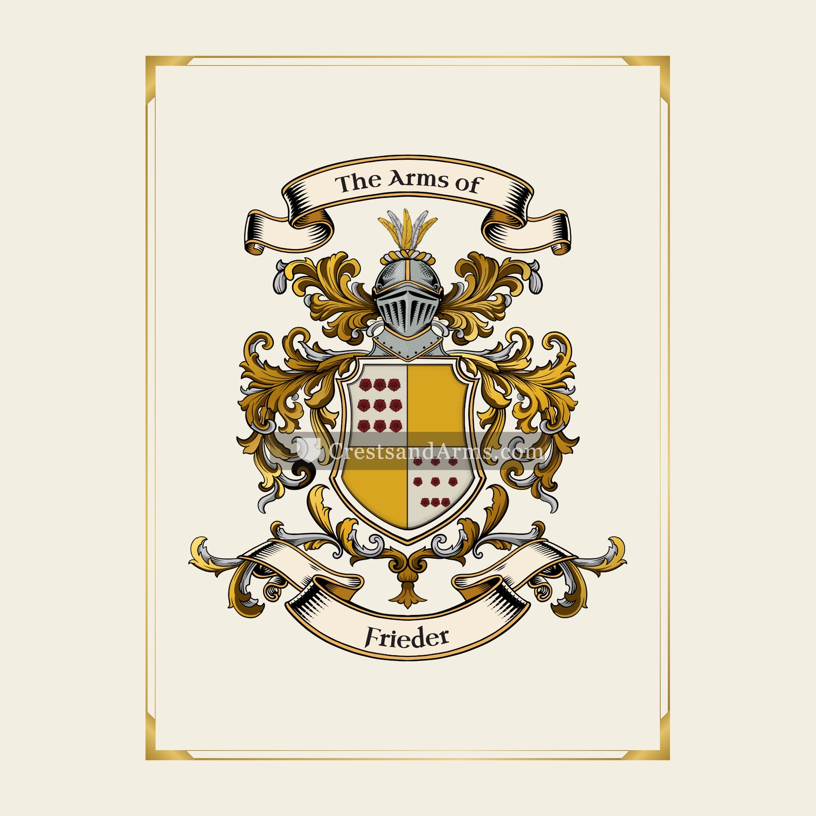 With gold border