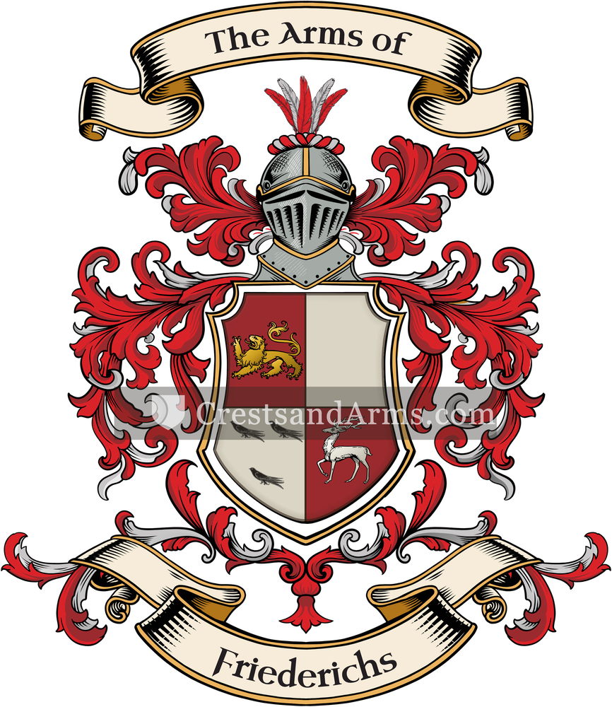 The Friederichs coat of arms, drawn from the recorded blazon
