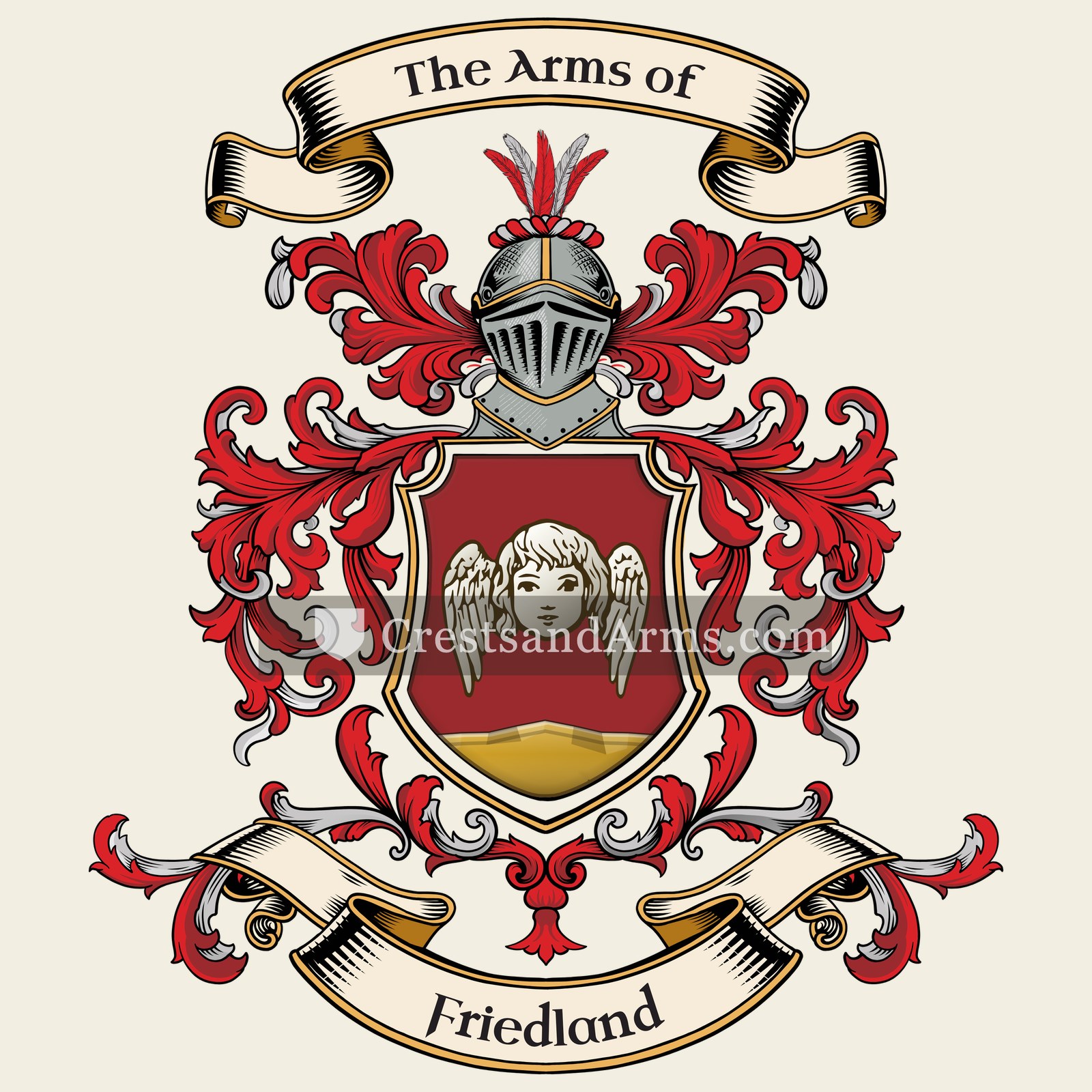 The Friedland coat of arms, drawn from the recorded blazon