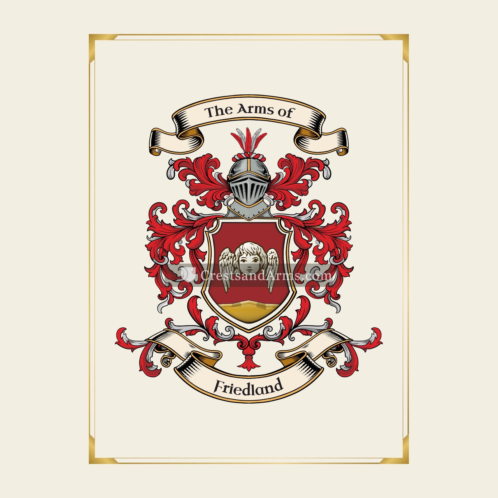 With gold border