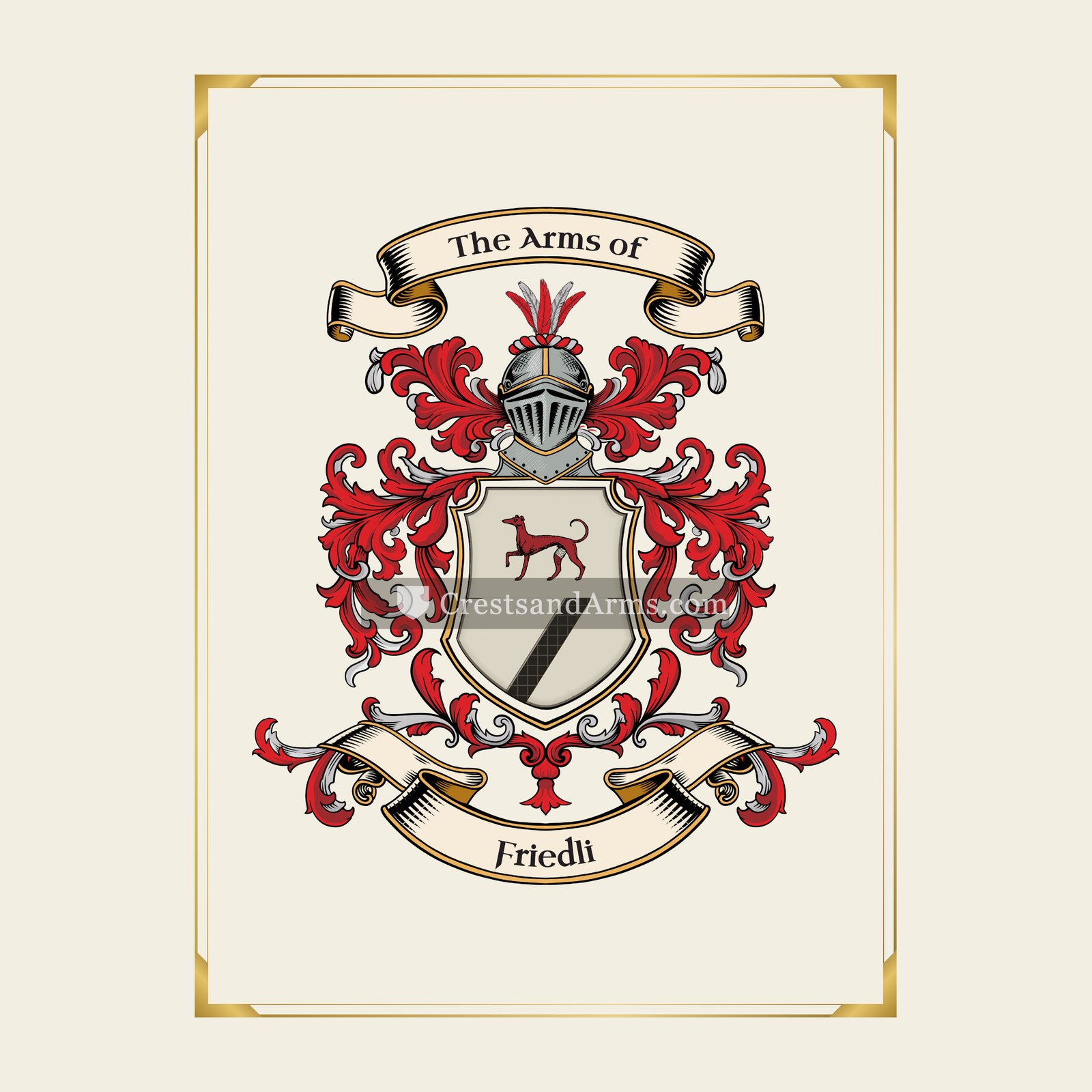 With gold border