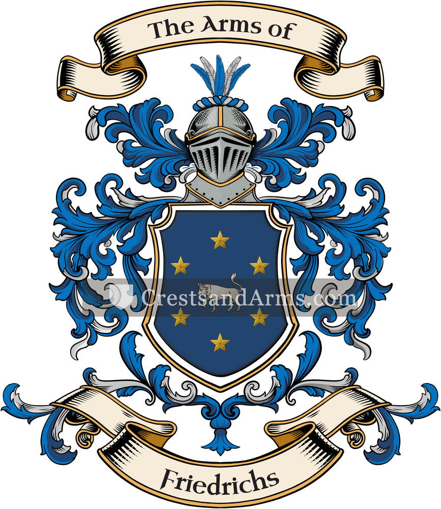 The Friedrichs coat of arms, drawn from the recorded blazon