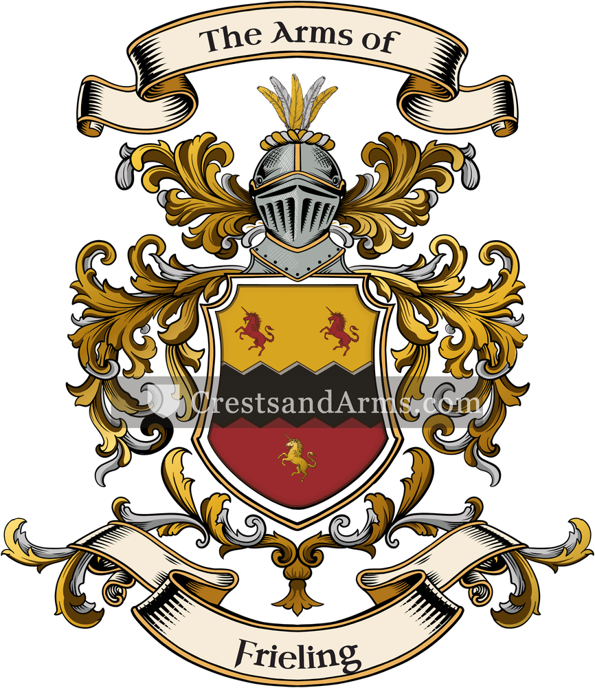 The Frieling coat of arms, drawn from the recorded blazon