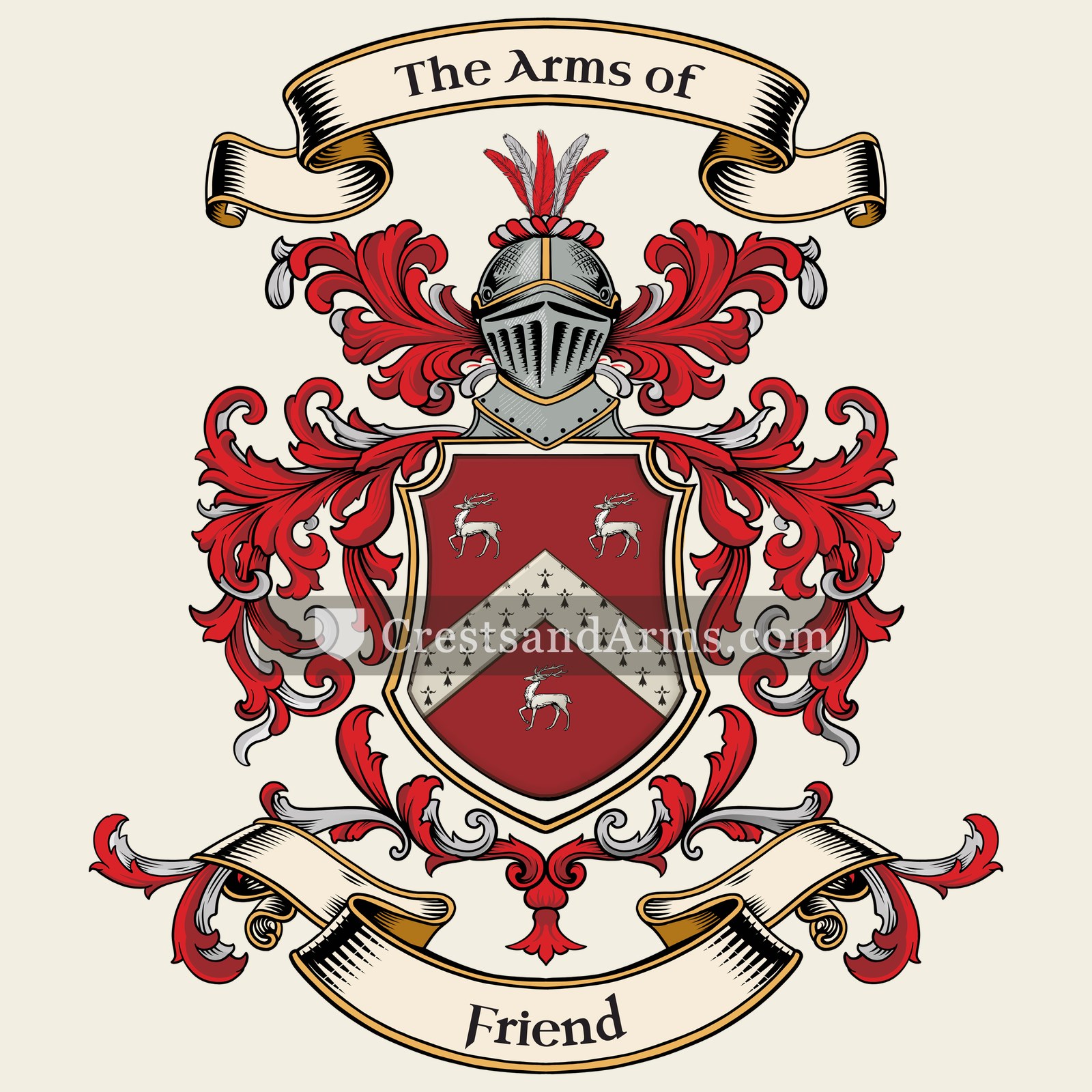 The Friend coat of arms, drawn from the recorded blazon