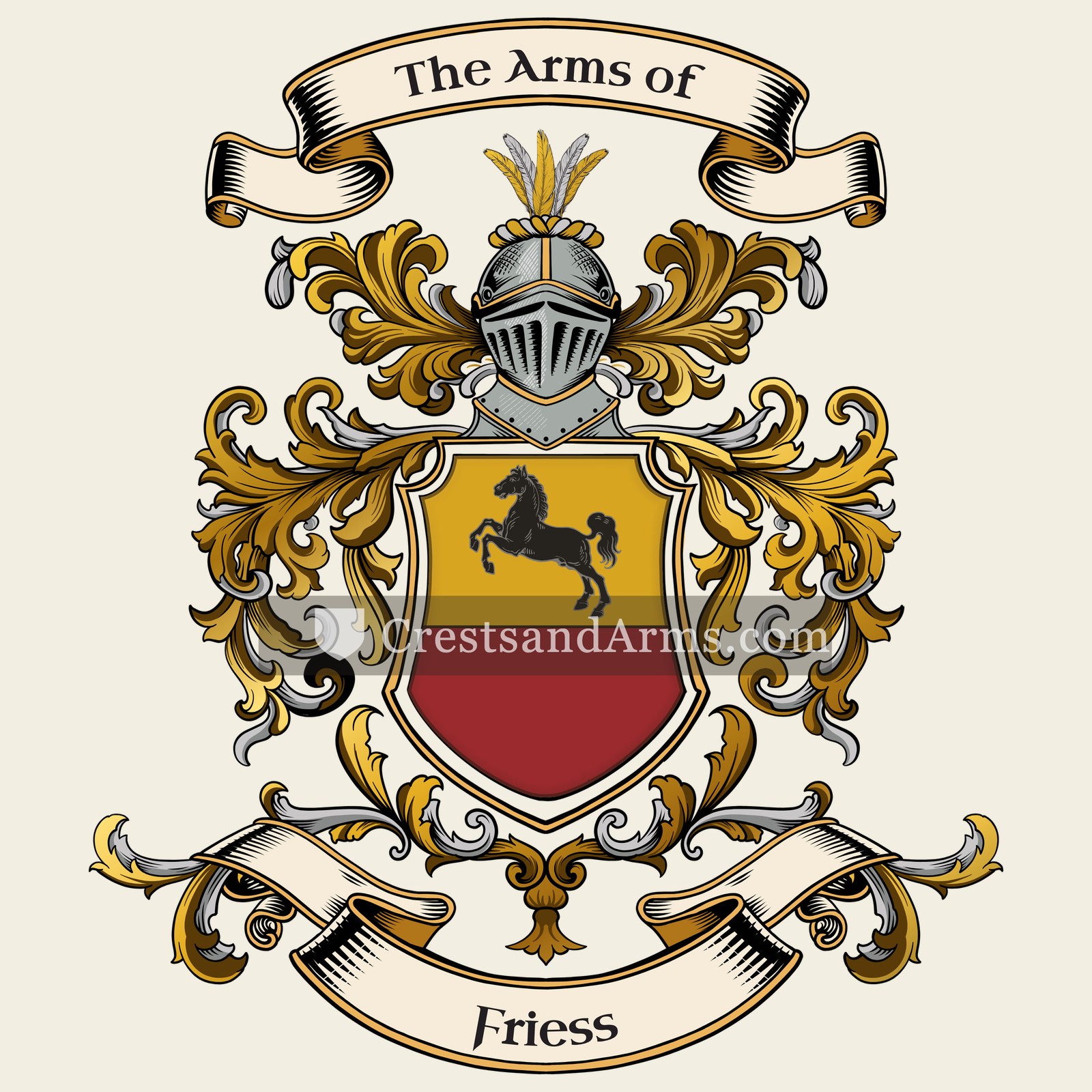 The Friess coat of arms, drawn from the recorded blazon