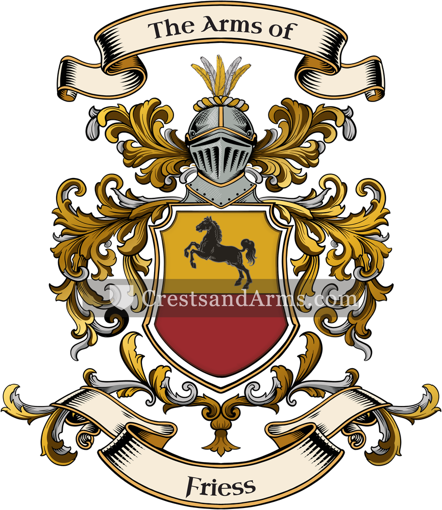 The Friess coat of arms, drawn from the recorded blazon