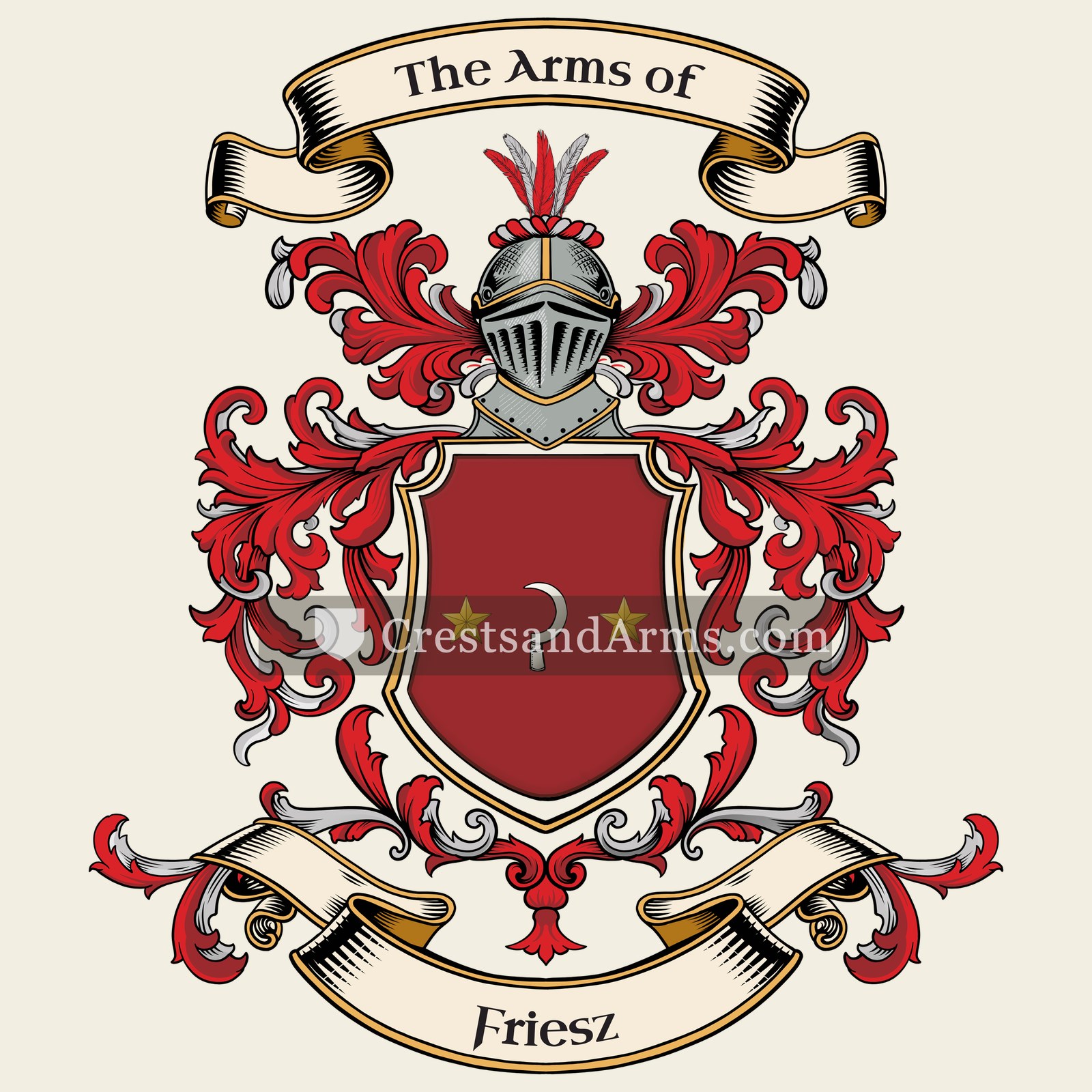 The Friesz coat of arms, drawn from the recorded blazon