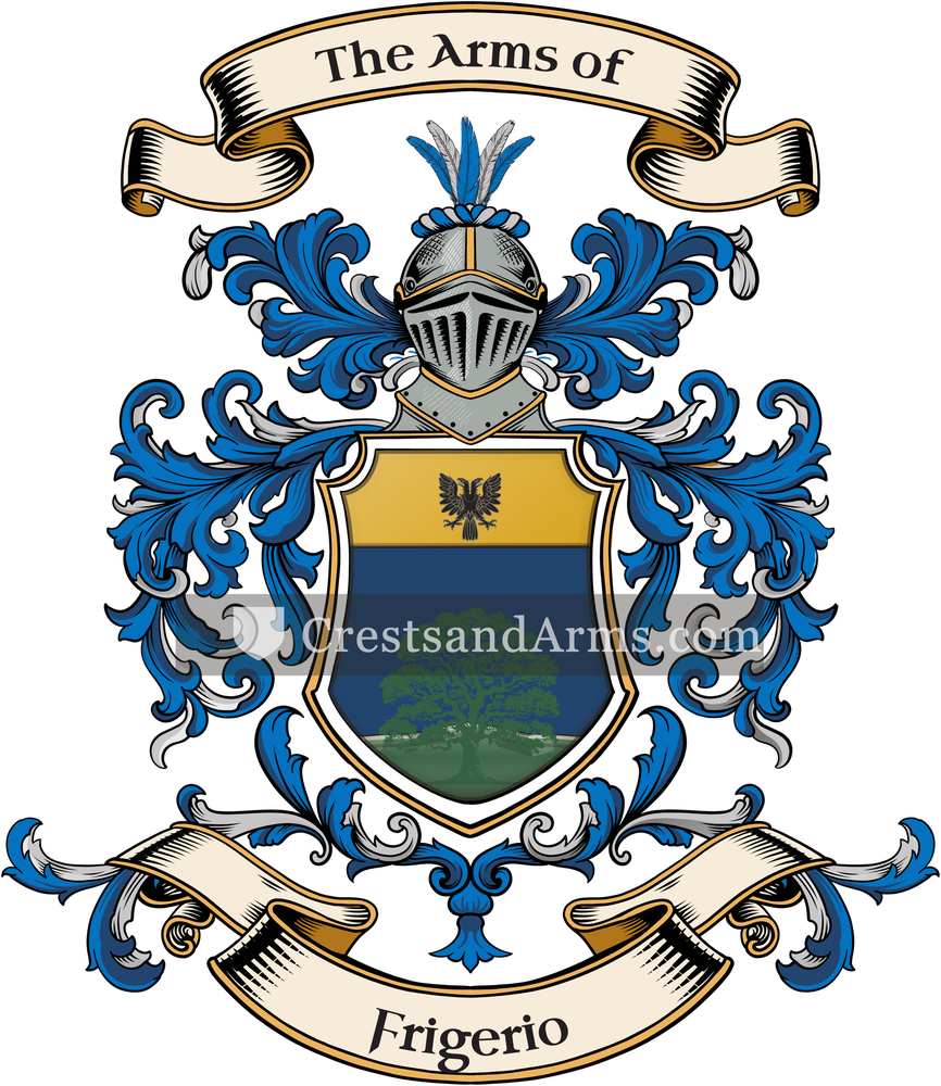 The Frigerio coat of arms, drawn from the recorded blazon