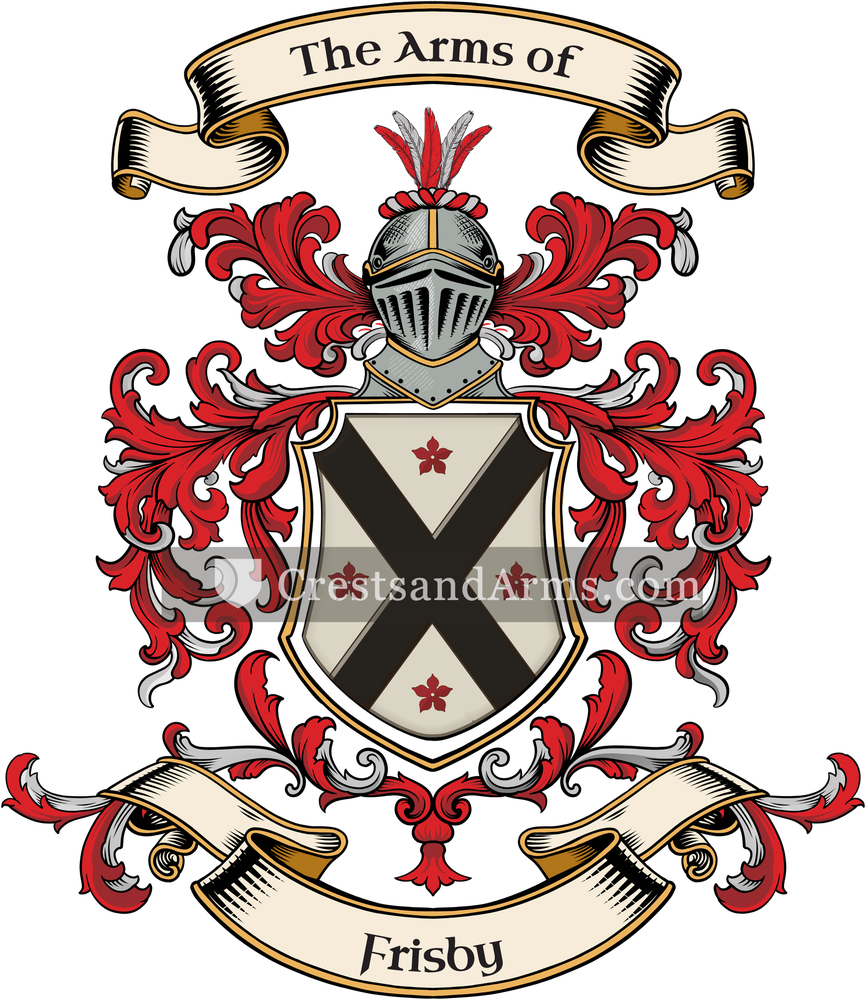 The Frisby coat of arms, drawn from the recorded blazon