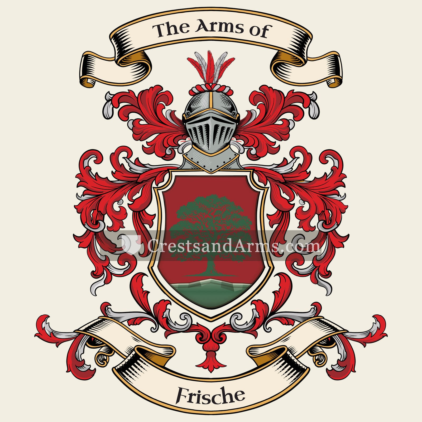 The Frische coat of arms, drawn from the recorded blazon
